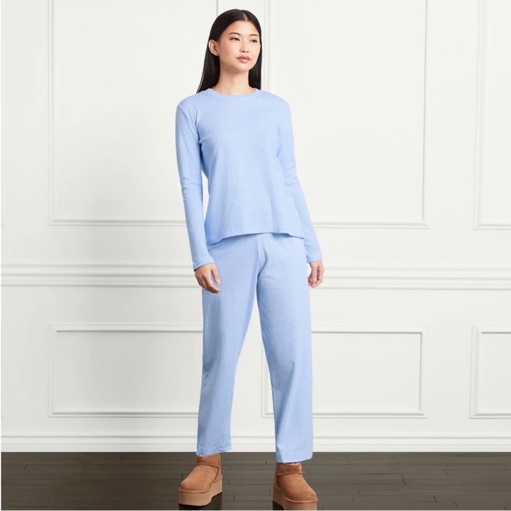 Hill House Pajama Set Women's Size XS Blue Gingham Organic Cotton Sleepwear Set - Picture 2 of 7
